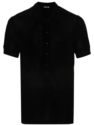 Tom Ford Monogram-embroidered Polo Short In Black