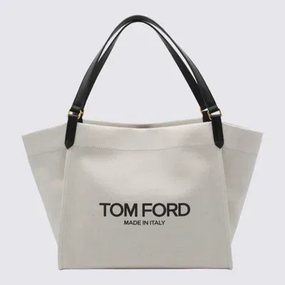 Tom Ford Large Canvas Tote Bag In Rope,black