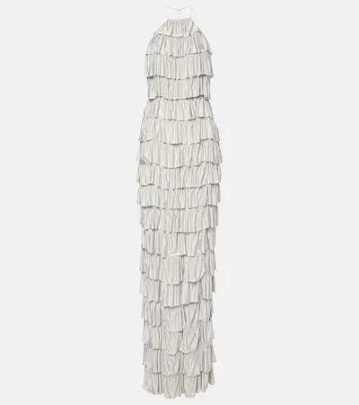 Tom Ford Ruffled Tiered Gown In Grey