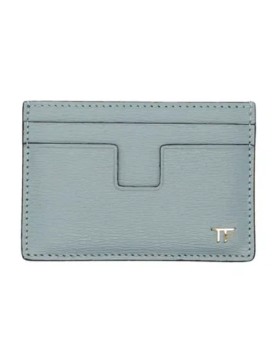 Tom Ford Saffiano Cardholder In Sky Blue