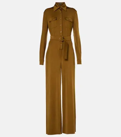 Tom Ford Satin Jersey Jumpsuit In Gold