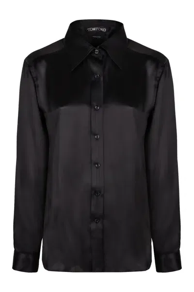 Tom Ford Satin Shirt In Black