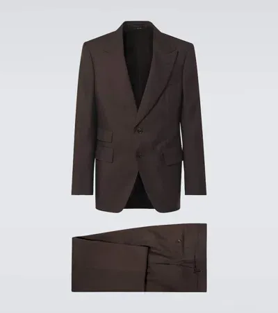 Tom Ford Shelton Organza Twill Suit In Brown