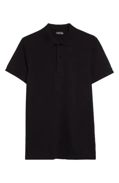 Tom Ford Short Sleeve Cotton Piqué Polo In Black