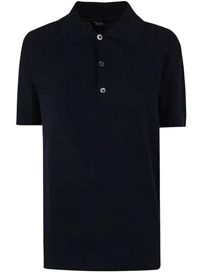 Tom Ford Short Sleeved Polo Shirt In Navy