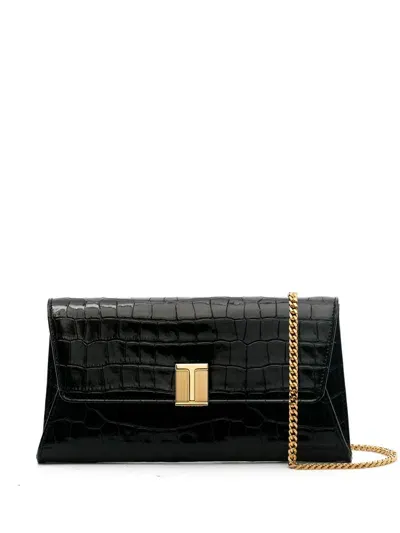 Tom Ford Shoulder Bag With Crocodile Effect In Black