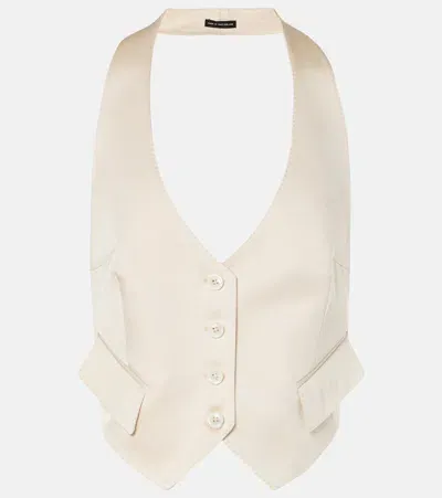 Tom Ford Silk And Wool Twill Vest In Aw040 - Champagne