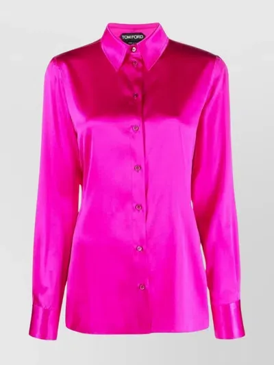 Tom Ford Buttoned Long-sleeved Shirt In Fuchsia