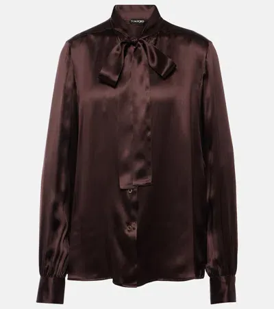 Tom Ford Silk Charmeuse Shirt In Gold