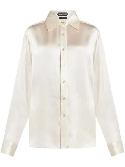 Tom Ford Silk Shirt In Neutrals