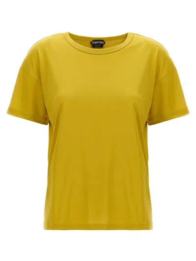 Tom Ford Silk T Shirt In Yellow