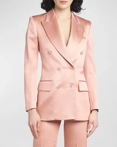 Tom Ford Silk-wool Twill Double-breasted Jacket In Blush Rose