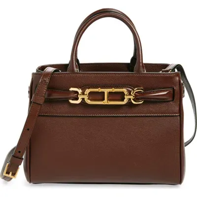 Tom Ford Small Whitney Leather Tote In Saddle Brown