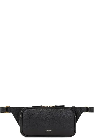 Tom Ford Logo-print Leather Belt Bag In Black