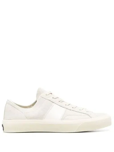 Tom Ford Logo-patch Lace-up Sneakers In Neutrals