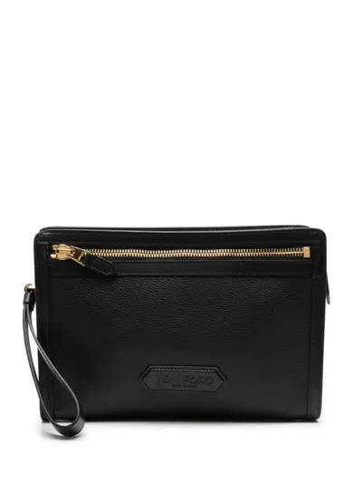 Tom Ford Soft Leahter Pouch In 黑色的