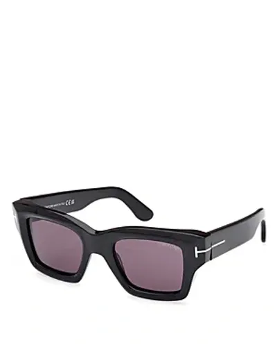 Tom Ford Square Sunglasses, 50mm In Black/gray Solid