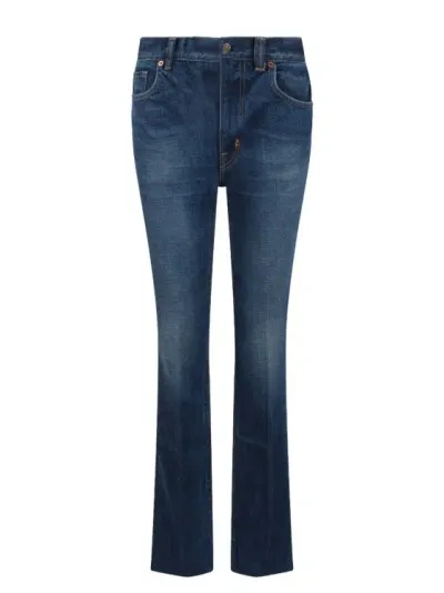 Tom Ford Stone Washed Denim Straight Fit Jeans In Blue