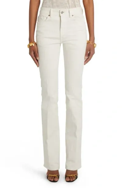 Tom Ford Stretch Denim Flare Leg Jeans In Soft White