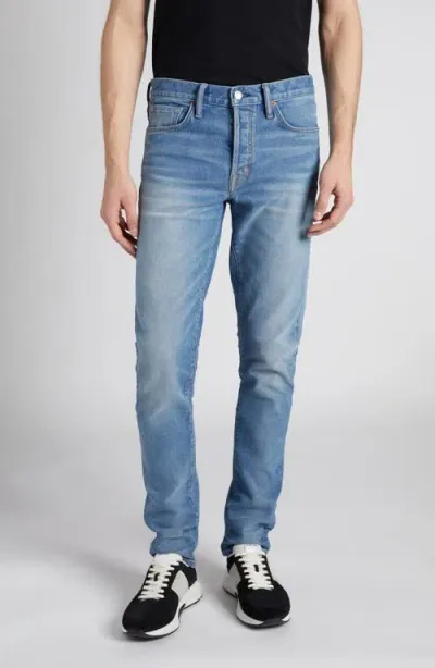 Tom Ford Stretch Denim Slim Fit Jeans In Washed Blue