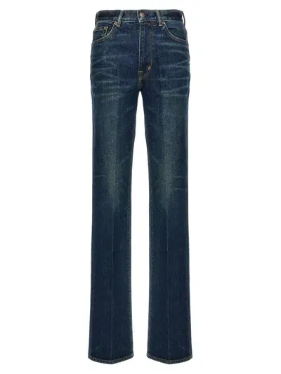 Tom Ford Stretch Raw Denim Flared Jeans In Blue