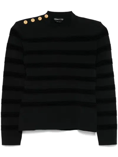 Tom Ford Striped Sweater In Black