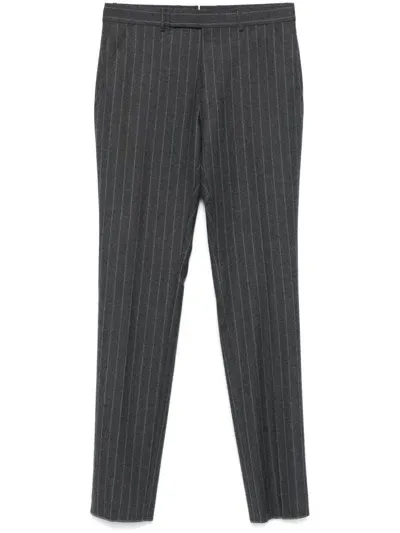 Tom Ford Striped Wool Trousers In Grey