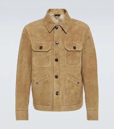 Tom Ford Suede Field Jacket In Brown