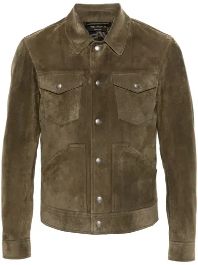 Tom Ford Suede Jacket In Fg817 Military Green