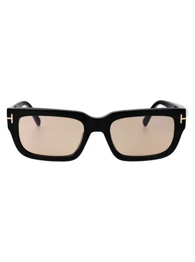 Tom Ford Sunglasses In 01e Nero Lucido / Marrone