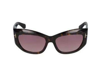 Tom Ford Sunglasses In Dark Havana/bordeaux Grad