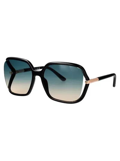 Tom Ford Sunglasses In Glossy Black/green Grad