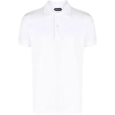 Tom Ford Short-sleeve Cotton Polo Shirt In White