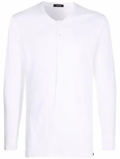 Tom Ford Stretch Henley T-shirt In White