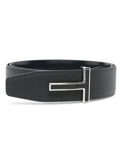 Tom Ford T-buckle Leather Belt In Blue