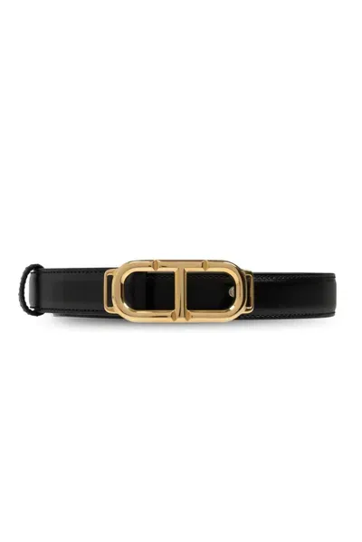 Tom Ford T Logo Buckle Belt In Black