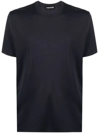 Tom Ford Mélange-effect Lyocell-blend T-shirt In Blu