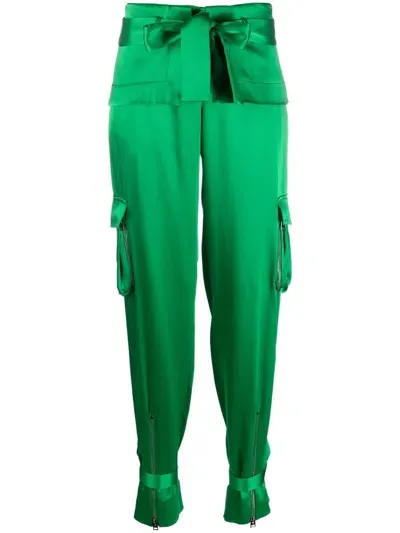 Tom Ford Tapered Belted Cargo Trousers In Green