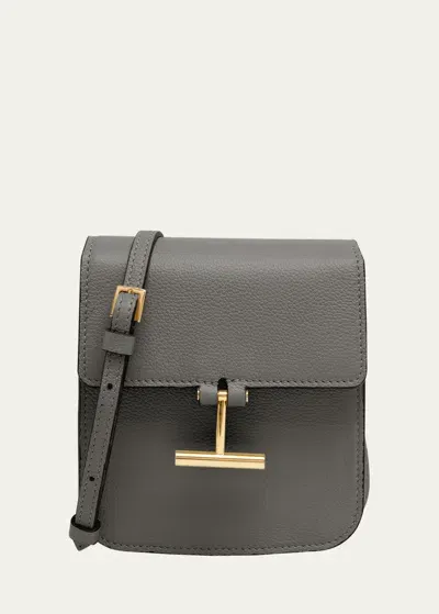 Tom Ford Tara Mini Crossbody Bag In Grain Leather In Grey