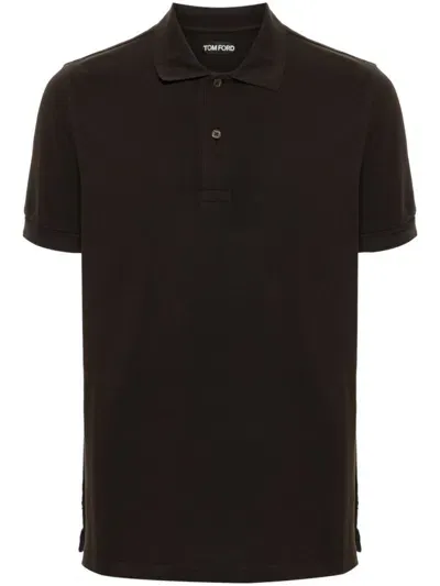 Tom Ford Tennis Piquet Polo In Brown