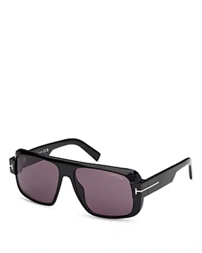 Tom Ford Turner Navigator Sunglasses, 58mm In Shiny Black