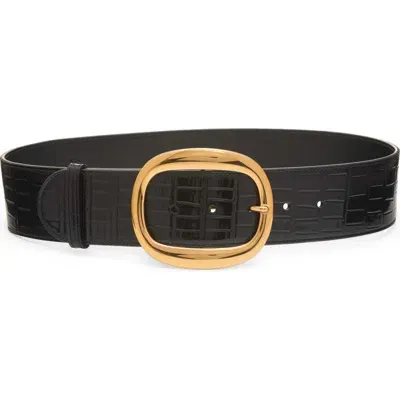 Tom Ford Ursula Croc Embossed Leather Belt In Black