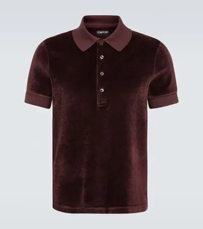 Tom Ford Velour Polo Shirt In Purple