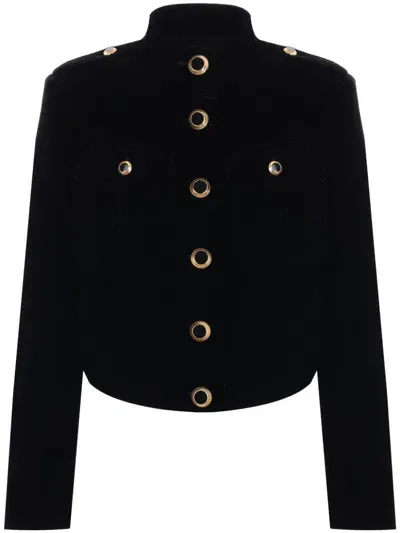 Tom Ford Cropped Velvet Jacket In Black