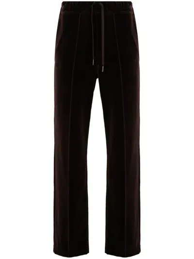 Tom Ford Straight-leg Velour Track Pants In Brown