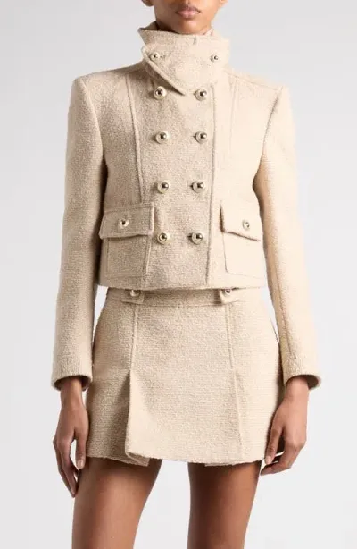 Tom Ford Virgin Wool Blend Bouclé Crop Jacket In Jb306 Milky Beige