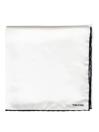 Tom Ford White Silk Satin Pocket Square