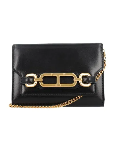 Tom Ford Mini Whitney Box Leather Shoulder Bag In Black