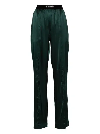 Tom Ford Women's Raised Seam Palazzo Trousers In Green