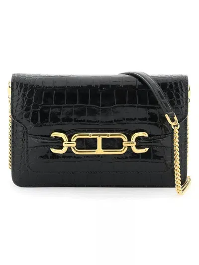 Tom Ford Women's Whitney Crocodile Print Shoulder Bag In Black